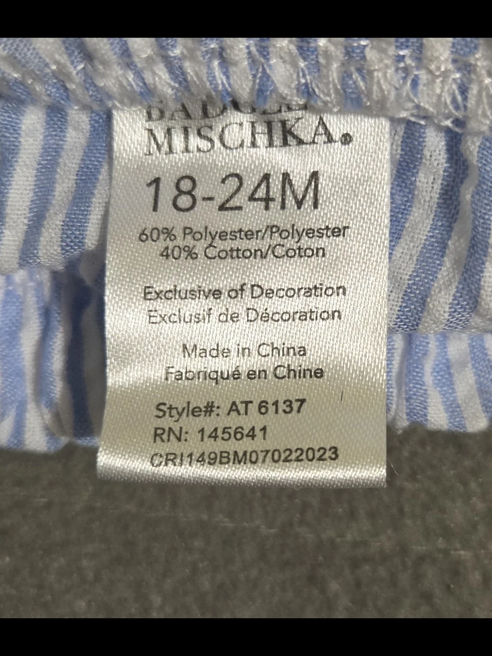 Badgley Mischka Baby Blue Seersucker Ruffle Bloomers Diaper Cover 18–24M